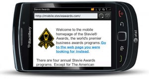 Stevie Awards mobile Homepage