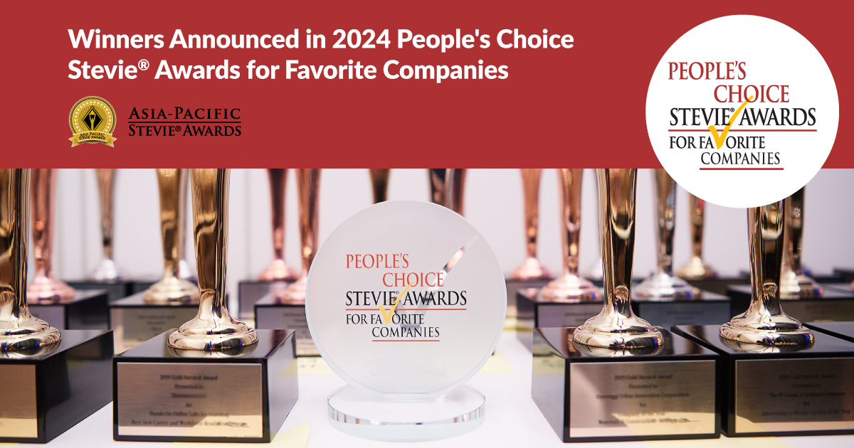 Winners Announced in 2024 People’s Choice Stevie® Awards for Favorite Companies in 11th Annual Asia-Pacific Stevie® Awards