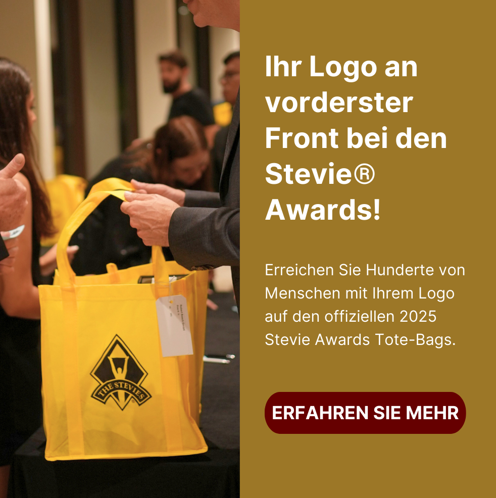 Spannende Gelegenheit zum Sponsoring: Ihr Logo auf den 2025 Stevie Awards Tote-Bags