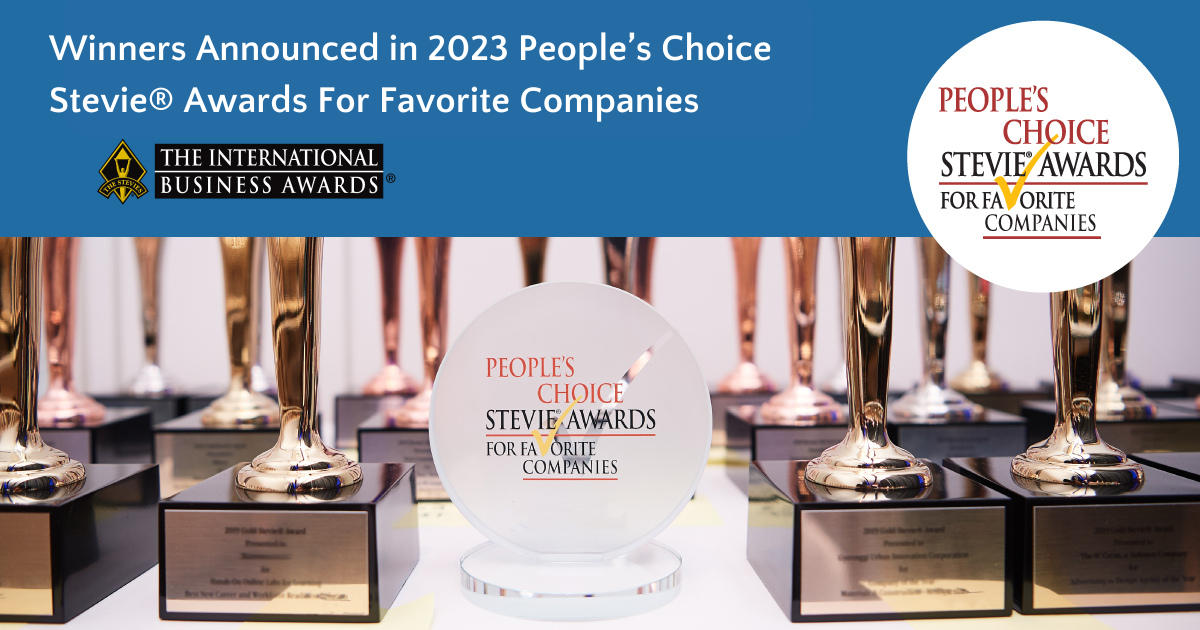 Winners of 2023 People's Choice Stevie® Awards for Favorite Companies Announced